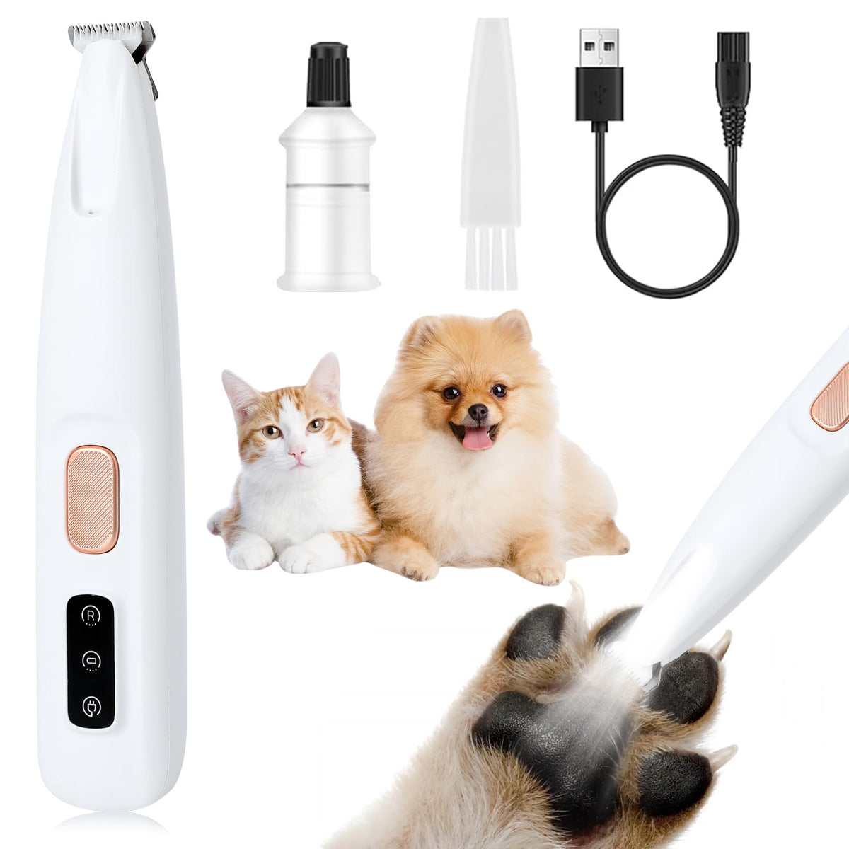 warmow Saffory Pet Micro Precision Trimmer Saffory Paw TrimmerRechargeable Dog Trimmer for Paws with LED Light Dog Paw Trimmer Waterproof Low Noise Paw Trimmer for Dogs Cats Hair Trimming (1 Set)