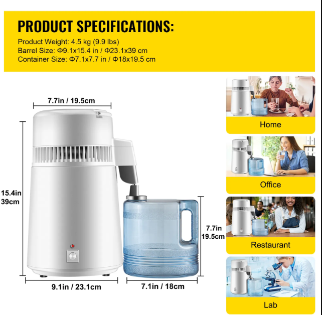 4L Stainless Steel Dental & Medical Water Distiller – Pure Water System