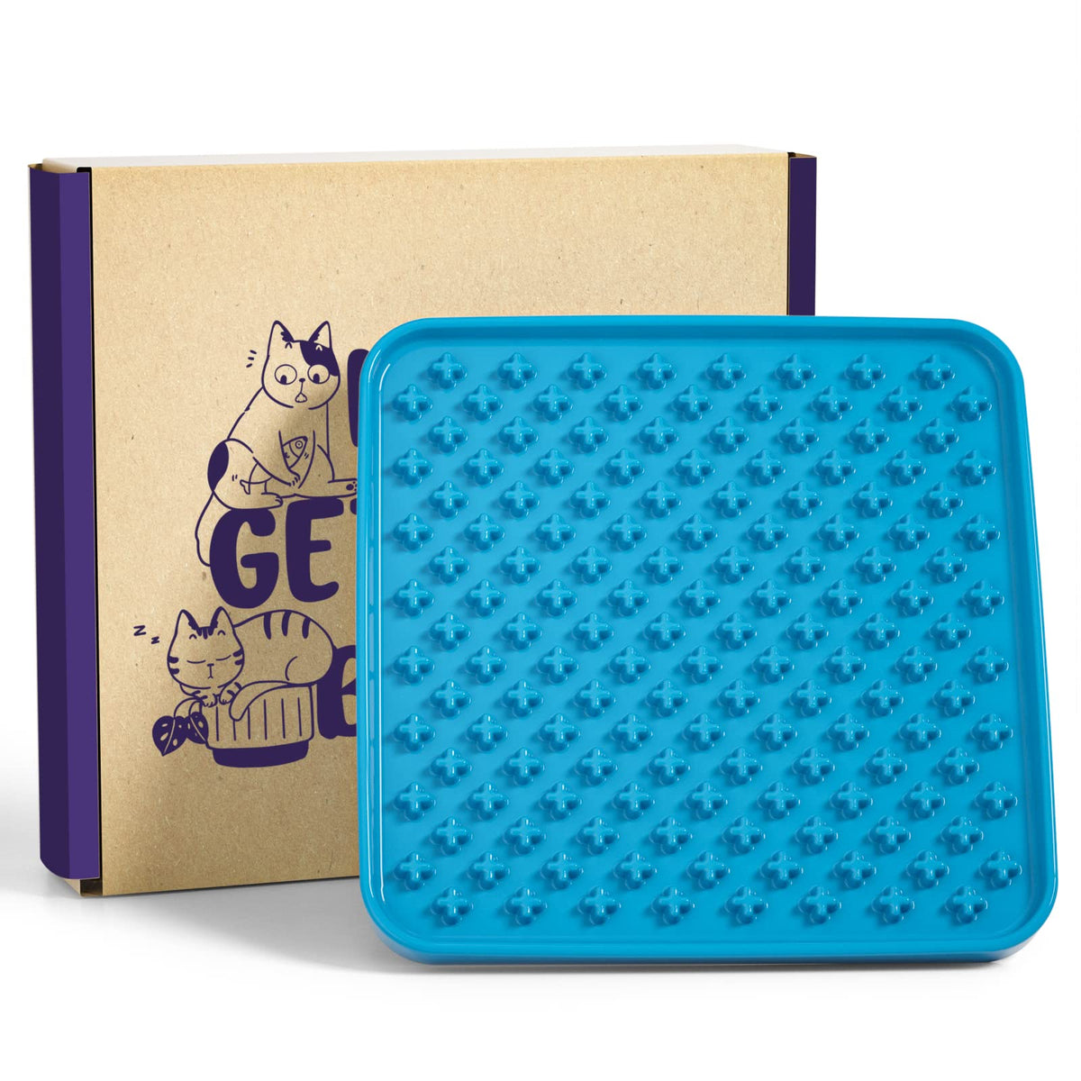 LE TAUCI PET Slow Feeder Dog Bowl 7.5 Inch Lick Mat for Medium and Large Breed Anxiety Relief Licking Mat Puzzle Feeder for Peanut Butter Treats Pet Enrichment Toys Cross Blue
